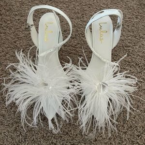 Lulus Harlee White Patent Feather High Heel
